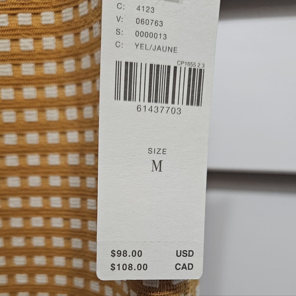 NWT Maeve Anthropologie M Stretch Mustard And Cream Checkered Pants - Picture 3 of 5